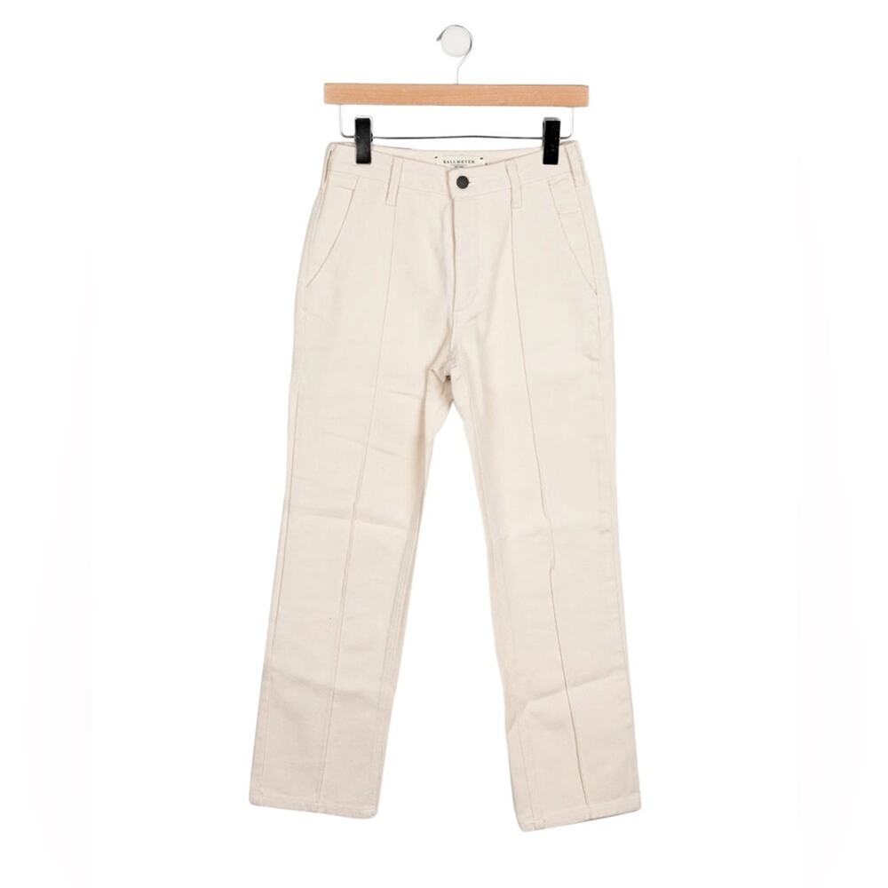 Kallmeyer Cream Cotton Denim High Rise Crop Straight Leg Relaxed Fit Jeans 6